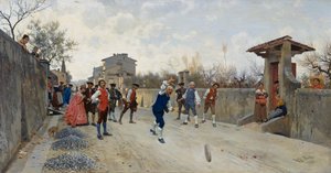 Game of ruzzola by Raffaello Sorbi