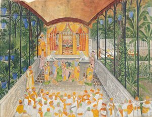Celebration of the Birth of Krishna Janamashtami, ca. 1880-1900 by Ragunath