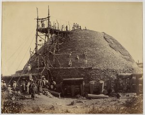 Sanchi stupa from the south-west during repairs