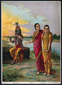 Krishna declaring his love for Radha via a confidante