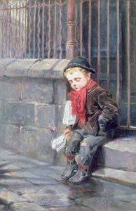 The News Boy by Ralph Hedley