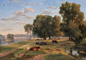 Thames at Richmond from Middlesex Bank, Looking Towards Bridge