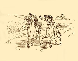 John Gilpin is found by the postboy from the Bell Inn by Randolph Caldecott