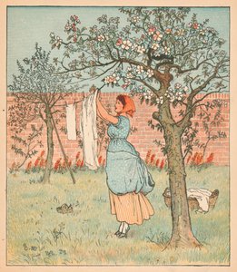 The Maid was in the Garden, Hanging out the Clothes, 1880 by Randolph Caldecott
