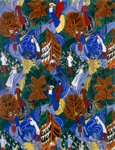 Ice Skaters, Design for Printed Silk, c.1914-20 by Raoul Dufy