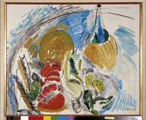 Still Life of Fruits, Vegetables and Wine Bottle on a Table by Raoul Dufy