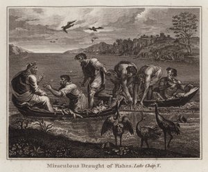 Miraculous Draught of Fishes, Luke 5 (engraving) by after Raphael