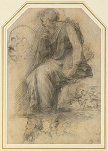 A male saint, seated (St Paul): Study for the Disputa by Raphael