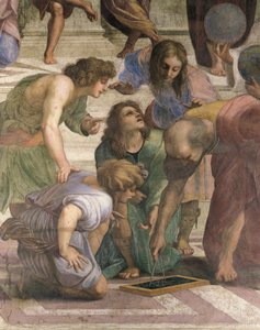 Euclid Drawing the Figure of Hexagram with Compass (detail of The School of Athens)