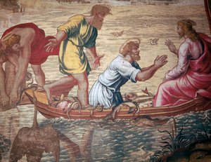 Cartoon of the Miraculous Draft of Fishes by Raphael