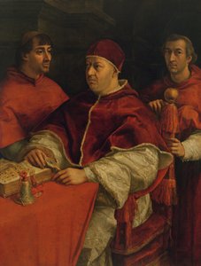 Leo X with Cardinals Giulio de Medici and Luigi de Rossi by Raffaello Sanzio Raphael