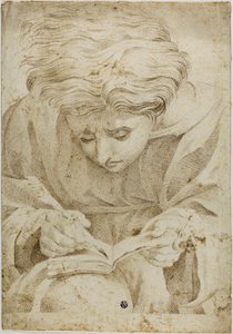 Seated Youth Writing in Book by Raphael