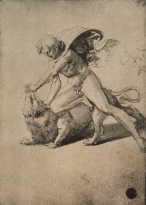 Samson fighting the lion by Raffaello Sanzio Raphael