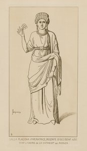 Galla Placidia, Empress, Regent of the West, 430. From the Ivory of the Cathedral of Monza by Raphael Jacquemin
