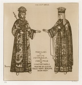 Slavic Princes in Costume as the Emperor and Empress of Constantinople (engraving) by Raphael Jacquemin