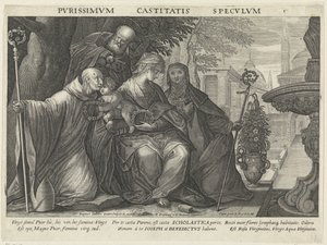 Holy Family with Saint Benedict and Saint Scholastica by Raphaël Sadeler (II)