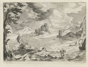 Seascape with Christ and His Disciples in the Storm on the Sea of Galilee by Raphaël Sadeler (II)