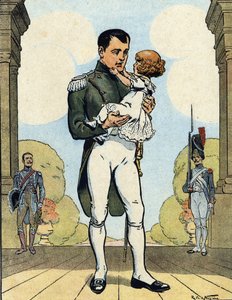 Portrait of Emperor Napoleon I with His Son the Aiglon (King of Rome Napoleon II, Duke of Reichstadt) by Raymond de la Neziere