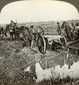Removing a field gun from a flooded position, World War I