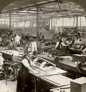 Sheet Metal Workers at an Aeroplane Factory, World War I by Realistic Travels Publishers