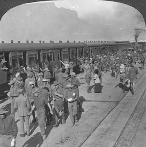 Soldiers of the Wiltshire Rifles Boarding a Train, Cape Town, South Africa, World War I by Realistic Travels Publishers
