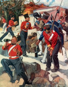 Entente Cordiale - English and French troops sharing gifts during Wellington