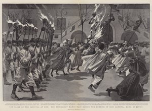 The Close of the Carnival at Nice, the Torchlight March Past during the Burning of King Carnival XXVII in Effigy by Reginald Thomas Cleaver