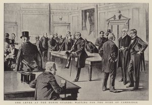The levee at the Horse Guards, waiting for The Duke of Cambridge by Reginald Thomas Cleaver