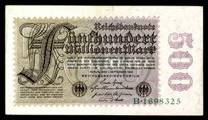 Papiermark of the Weimar Republic, post World War I hyperinflation era (1921-24) by Reichsbankdirektorium Berlin