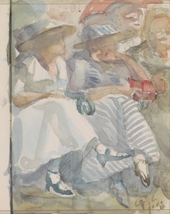 Two Seated Women in the Front Row of an Audience