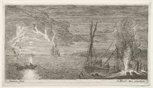 A Bonfire and Moonlight by Reinier Nooms