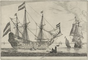 Large Sailing Ship and a Rowboat