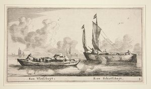 Two Boats (Een Vlotschuyt, Een Schietschuyt) by Reinier Nooms