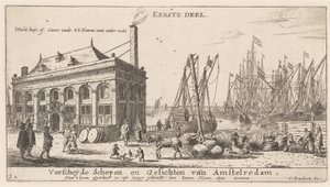 View of the Port of Amsterdam with the Office of the Water Authority (Title Page) by Reinier Nooms, called Zeeman