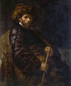 A seated man with a stick by Rembrandt Harmensz. van Rijn