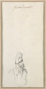 Bearded man in profile, in a high cap, c.1640 by Rembrandt Harmensz. van Rijn