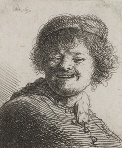 Rembrandt in a Cap, Laughing: Bust by Rembrandt van Rijn