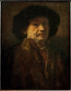 Rembrandt, Self-Portrait in a Fur Coat with Gold Chain and Earring by Rembrandt Harmensz. van Rijn