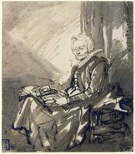Seated Woman with an Open Book on her Lap, c.1639 by Rembrandt Harmensz. van Rijn
