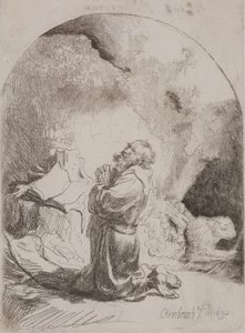 St. Jerome Praying: Arched Print