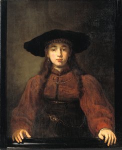 A Young Woman Resting Her Hands on the Picture Frame