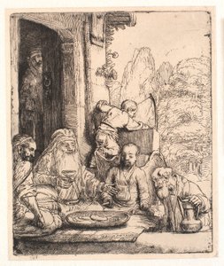 Abraham entertaining the angels by Rembrandt van Rijn