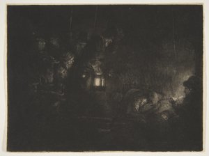 Adoration of the Shepherds: A Night Piece by Rembrandt van Rijn