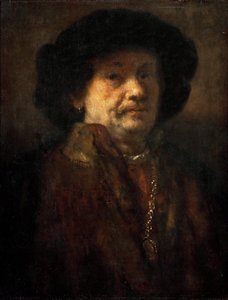 Self-Portrait in a Fur Coat with Gold Chain and Earring by Rembrandt van Rijn
