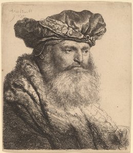 Bearded Man in a Velvet Cap with a Jewel Clasp by Rembrandt van Rijn