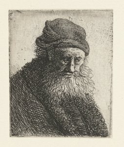 Bearded Man with Short Wavy Hair: Bust by Rembrandt van Rijn