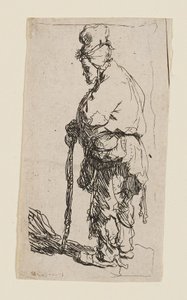 Beggar Leaning on a Stick, Facing Left by Rembrandt van Rijn