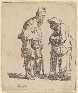 Beggar Man and Beggar Woman Conversing by Rembrandt van Rijn