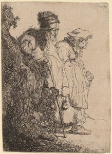 Beggar Man and Woman Behind a Bank by Rembrandt van Rijn