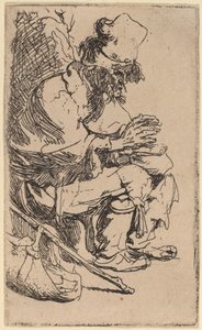 Beggar Seated Warming His Hands at a Chafing Dish by Rembrandt van Rijn